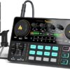 Audio Interface with DJ Mixer and Sound Card, Maonocaster Lite Portable ALL-IN-ONE Podcast Production Studio with 3.5mm Microphone for Guitar, Live Streaming, PC, Recording and Gaming(AU-AM200-S1)