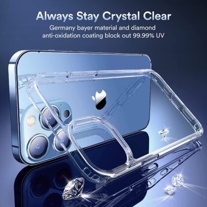 Elando Crystal Clear Case Compatible with iPhone 13 Pro Case, Non-Yellowing Protective Shockproof Slim Thin Phone Case, 6.1 inch