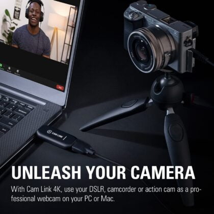 Elgato Cam Link 4K â€” Broadcast Live, Record via DSLR, Camcorder, or Action Cam, 1080p60 or 4K at 30 FPS, Compact HDMI Capture Device, USB 3.0