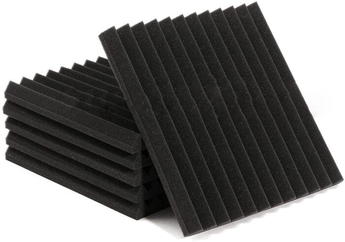 48 Pack Black red 1" x 12" x 12" Acoustic Wedge Studio Foam Sound Absorption Wall Panels